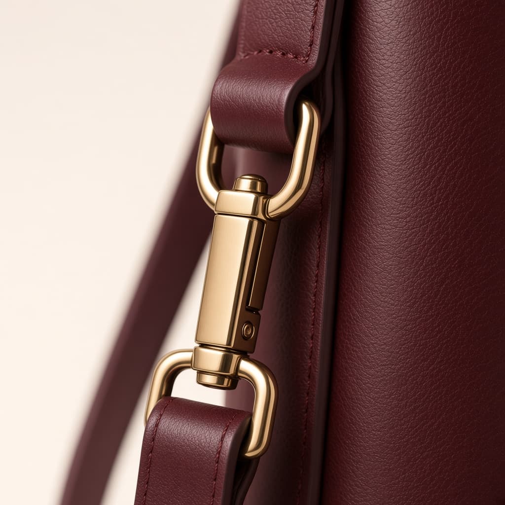 Romeah Firenze bag — leather grain and champagne-gold hardware detail